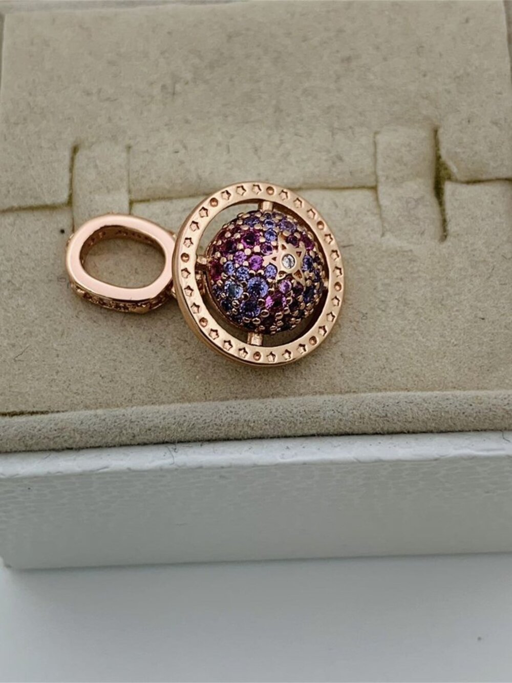 ✨🔥Pandora Confession Pink Globe Charm Rose Gold Pendant - Picture 7 of 7